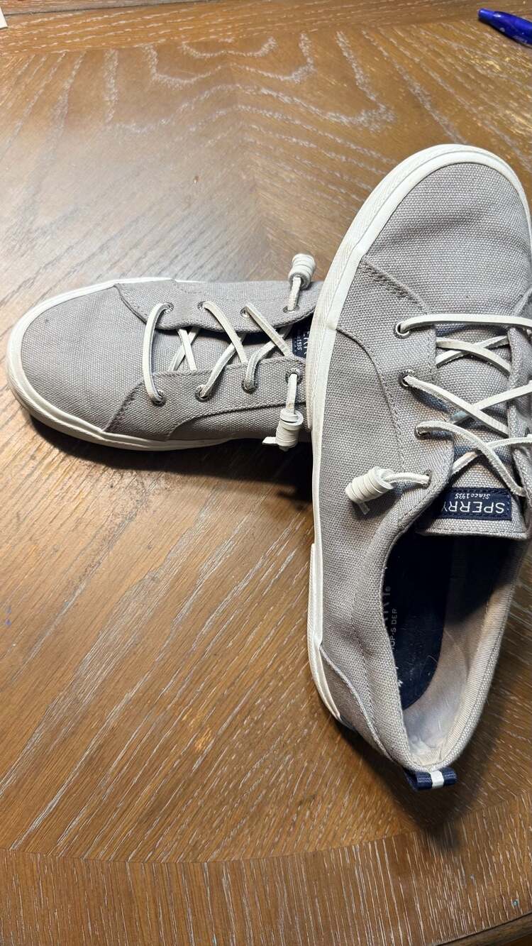 Sperry Women’s 11 Gray Canvas Boat Shoes STS85103 Memory Foam Sneakers